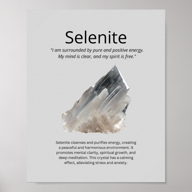 Póster Significado de cristal selenita (Frente)