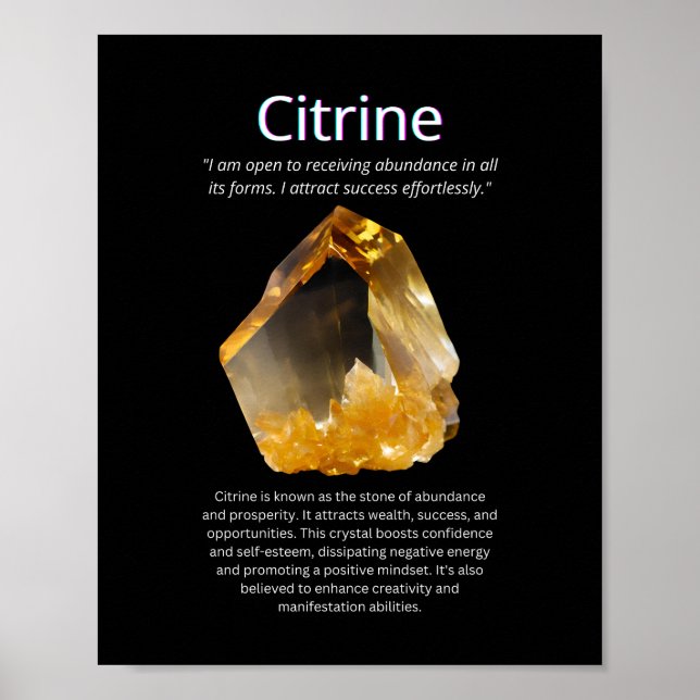 Póster Significado de Piedra Cristal de Citrina (Frente)