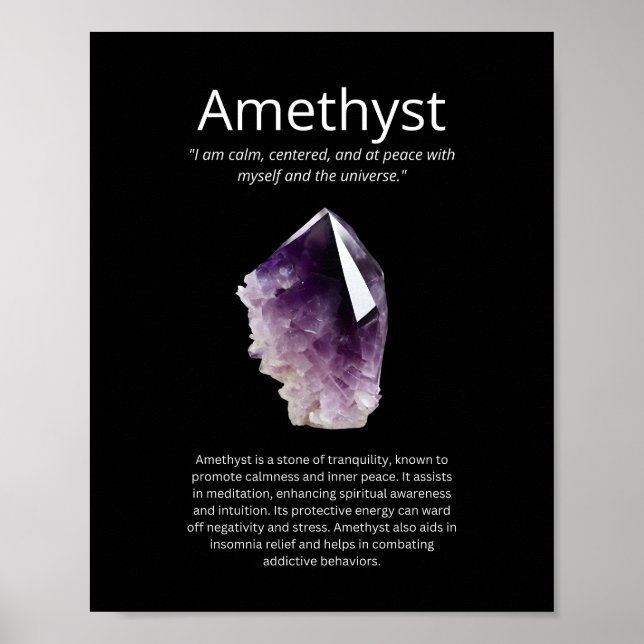Póster Significado de Piedra de Cristal Ametista (Frente)