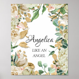 Póster Significado del nombre Angelica Floral Cumpleaños 