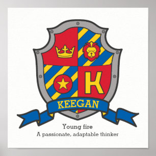 Póster Significado del nombre de niño Keegan letra K herá