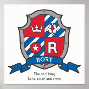 Póster Significado del nombre de niño Rory cartel de escu