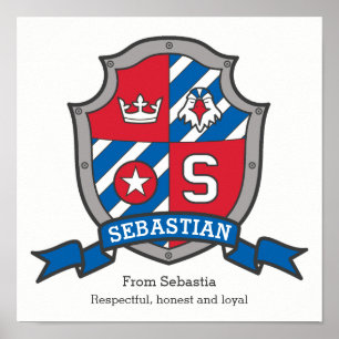 Póster Significado del nombre de niño Sebastian cartel de