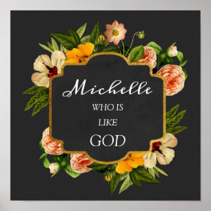 Póster Significado del nombre Michelle Floral Real Cumple