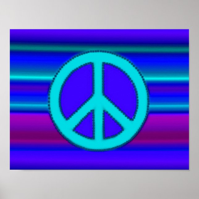 Póster Signo azul fractal y de paz (Frente)