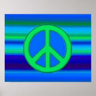 Póster Signo azul verde fractal y de paz