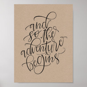 Póster signo boda rústico - y así comienza la aventura