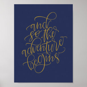 Póster signo boda rústico - y así comienza la aventura