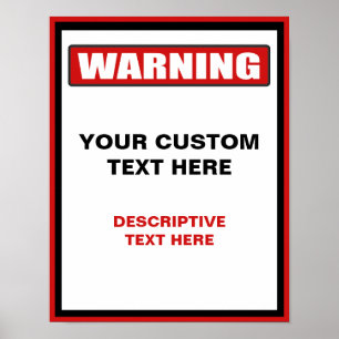 Póster Signo de advertencia 11x14 Poster Personalizado