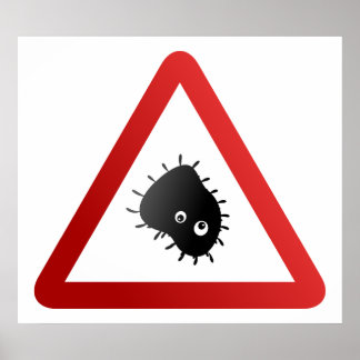 Póster Signo de advertencia de bacterias