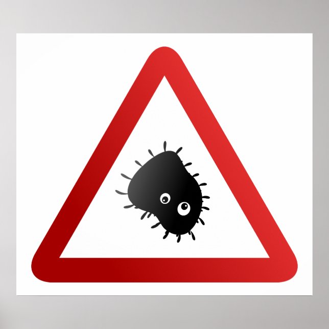 Póster Signo de advertencia de bacterias (Frente)