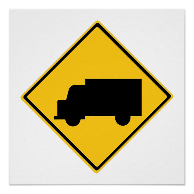 Póster Signo de advertencia de camiones de carretera (Anverso)