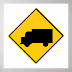 Póster Signo de advertencia de camiones de carretera