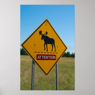 Póster Signo de advertencia de Moose