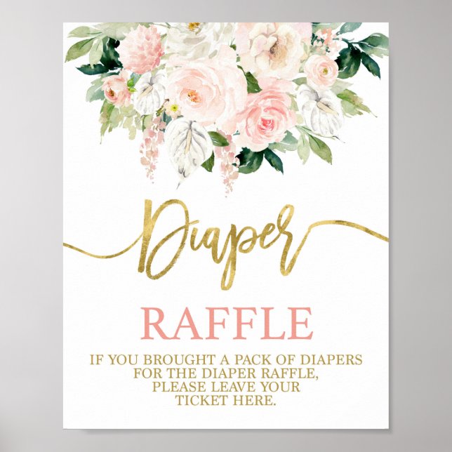 Póster Signo de antrurio acuarela floral Diaper Raffle (Frente)