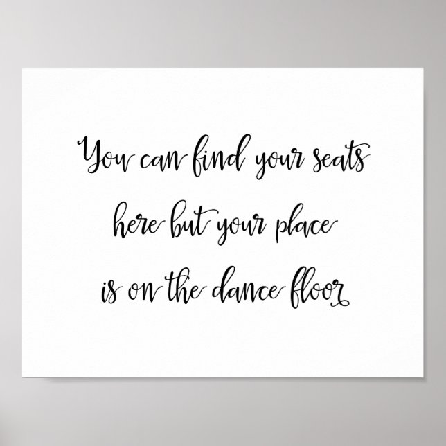 Póster Signo de asiento del boda | Caligrafía (Frente)