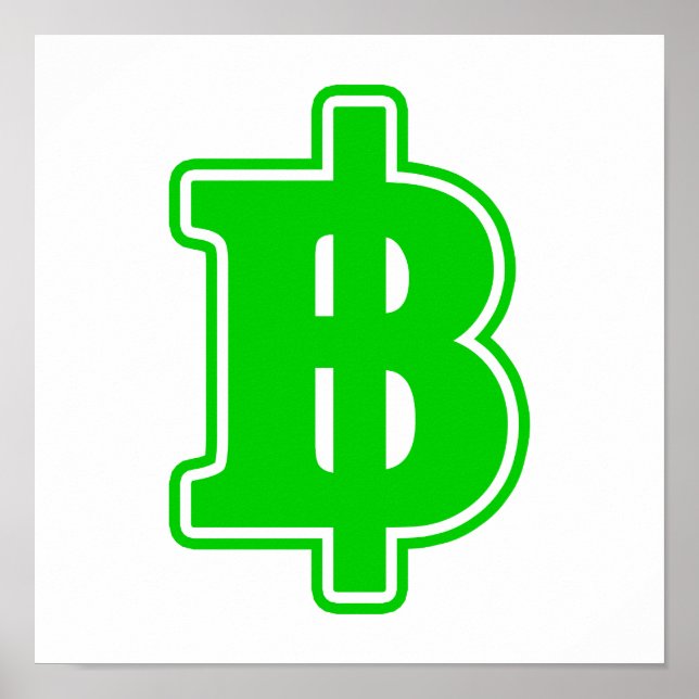 Póster SIGNO DE BAHT VERDE ฿ Moneda de Tailandia ฿ (Frente)