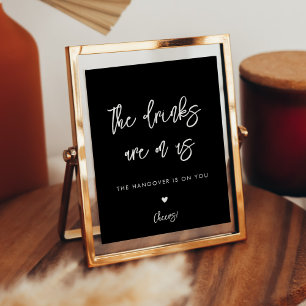 Póster Signo de barra de apertura de boda negro contempor