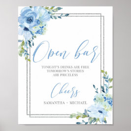 Póster Signo de barra de apertura geométrica Dustu azul f