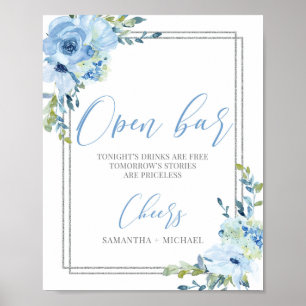 Póster Signo de barra de apertura geométrica Dustu azul f