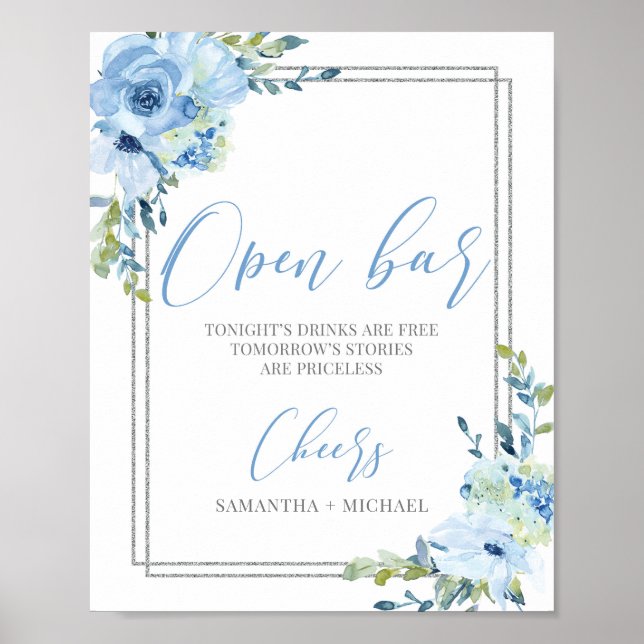 Póster Signo de barra de apertura geométrica Dustu azul f (Frente)