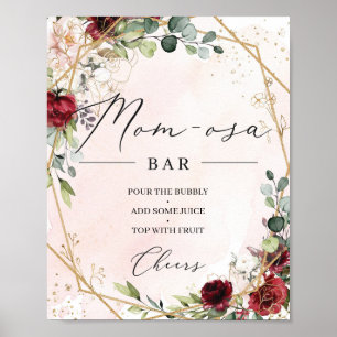 Póster Signo de barra de mami-osa del marco de oro floral