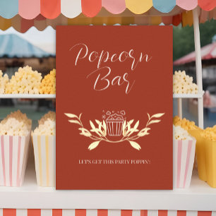 Póster Signo de barra de palomitas de Boda floral rústico
