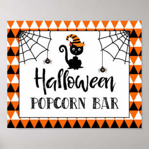 Póster signo de barra de palomitas de halloween party