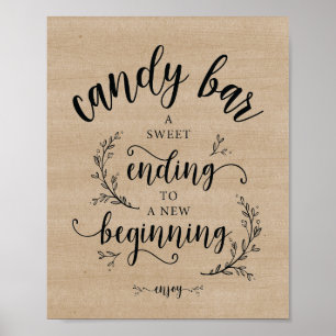 Póster Signo de barra de vinas Boda rustico