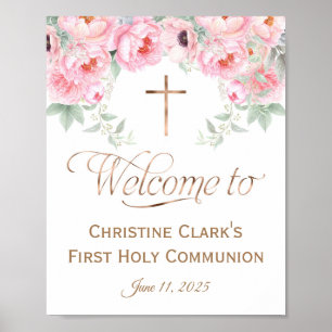 Póster Signo de bienvenida 8x10 ,rosa, floral, Chica, com