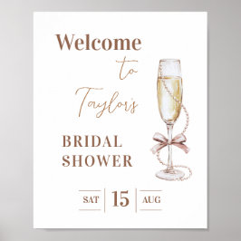Póster Signo de bienvenida a la ducha de novia Prosecco y