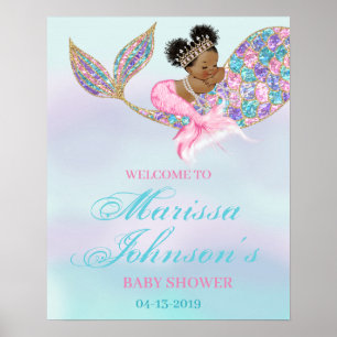 Póster Signo de bienvenida a la sirena en Baby Shower afr