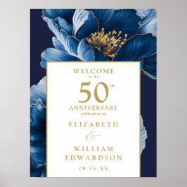Póster Signo de bienvenida a los 50 años de Floral Azul y