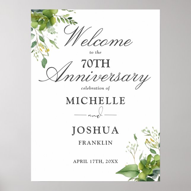 Póster Signo de bienvenida al 70º aniversario del Boda de (Frente)