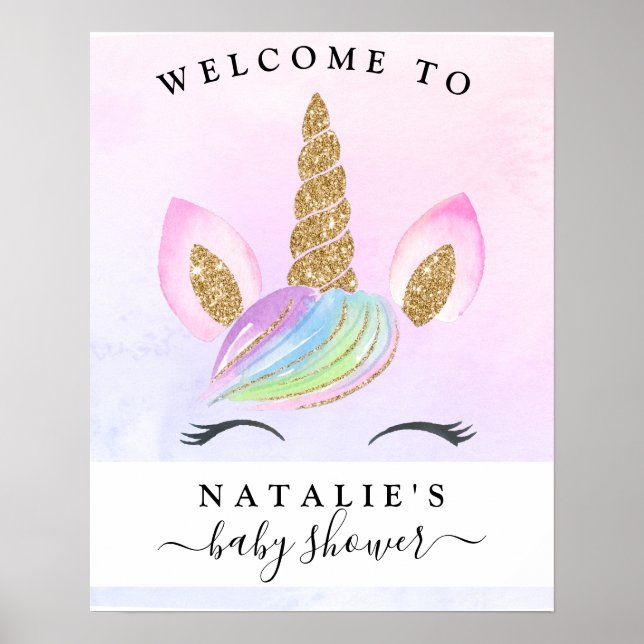 Póster Signo de bienvenida al arco iris de Baby Shower Ch (Frente)