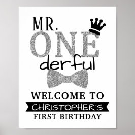 Póster Signo de bienvenida al primer cumpleaños de Mr. ON
