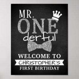 Póster Signo de bienvenida al primer cumpleaños de Mr. ON