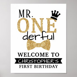 Póster Signo de bienvenida al primer cumpleaños de Mr. ON