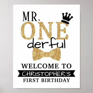 Póster Signo de bienvenida al primer cumpleaños de Mr. ON