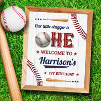 Signo de bienvenida al primer cumpleaños del beisb