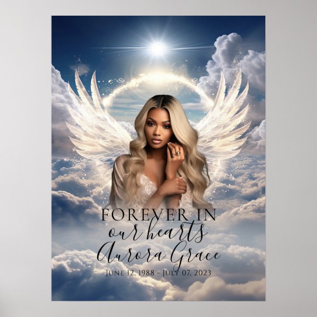 Póster Signo de bienvenida angelical en memoria de abrazo (Frente)