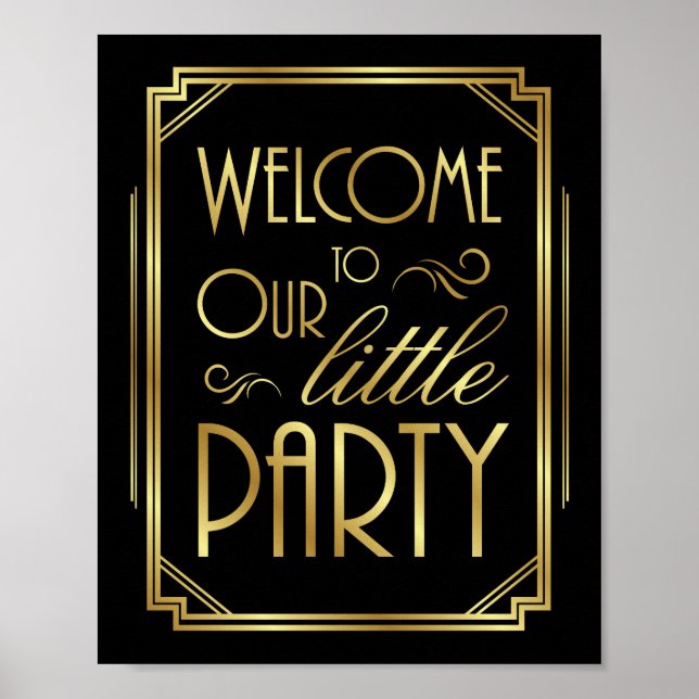 Póster Signo de bienvenida Art Deco FIESTA (Frente)
