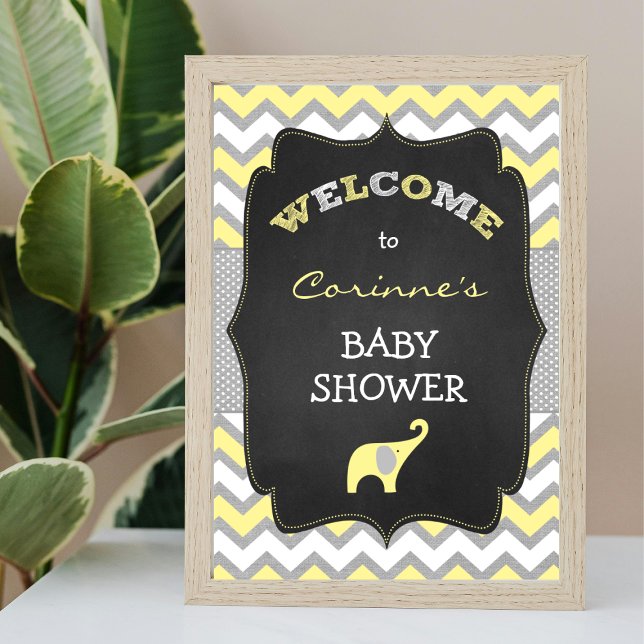 Póster Signo de bienvenida Baby Shower 8x10 para elefante (Subido por el creador)