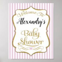Signo de bienvenida Baby Shower color rosa dorado