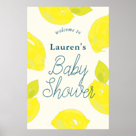 Póster Signo de bienvenida Baby Shower con limón pintado 