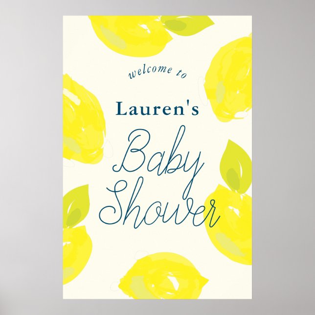 Póster Signo de bienvenida Baby Shower con limón pintado  (Frente)