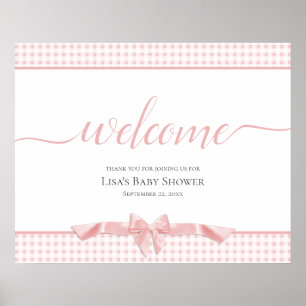 Póster Signo de bienvenida Baby Shower de arcos rosados
