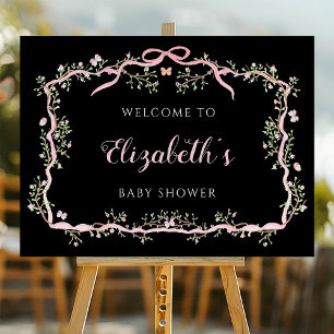 Póster Signo de bienvenida Baby Shower de Black Pink Spri