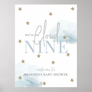 Póster Signo de bienvenida Baby Shower de Blue Cloud 9 St