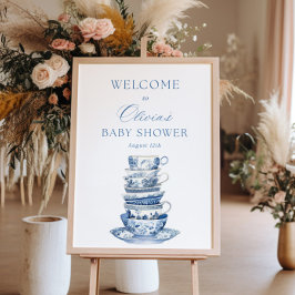 Póster Signo de bienvenida Baby Shower de Blue Tea Fiesta